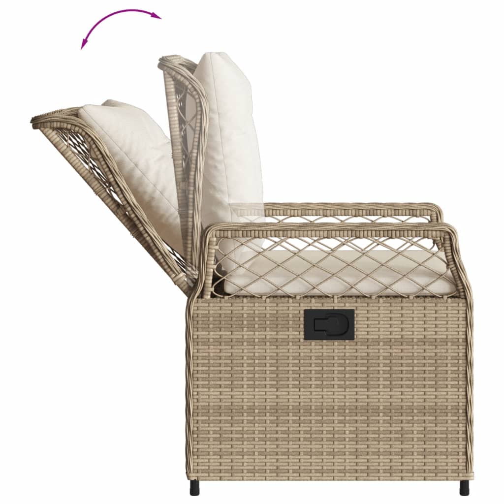 7 részes bézs polyrattan kerti étkezőgarnitúra párnákkal