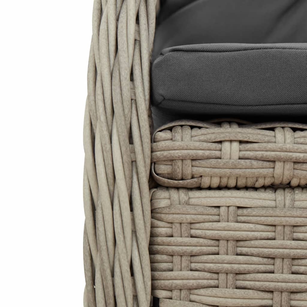 5részes világosszürke polyrattan kerti étkezőgarnitúra párnával