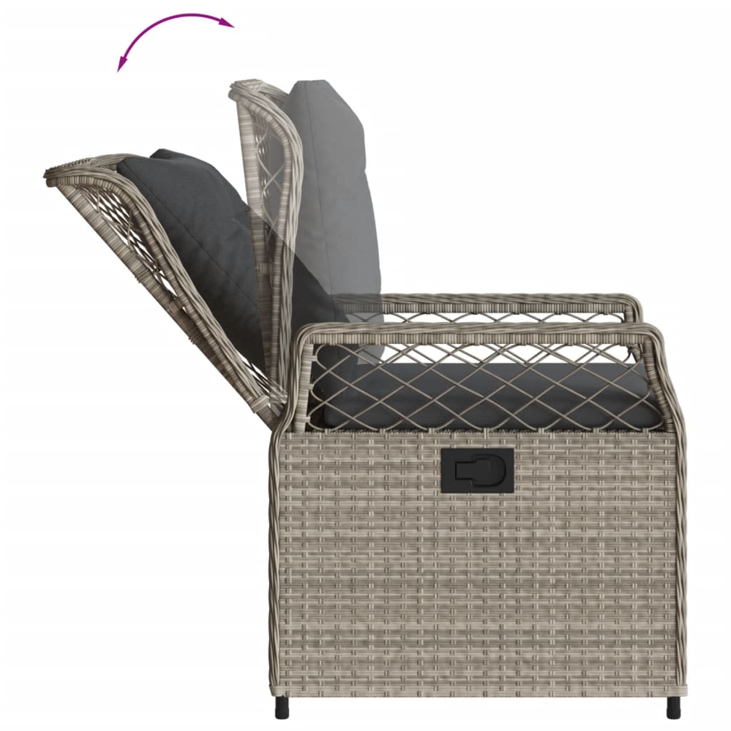 9részes világosszürke polyrattan kerti étkezőgarnitúra párnával