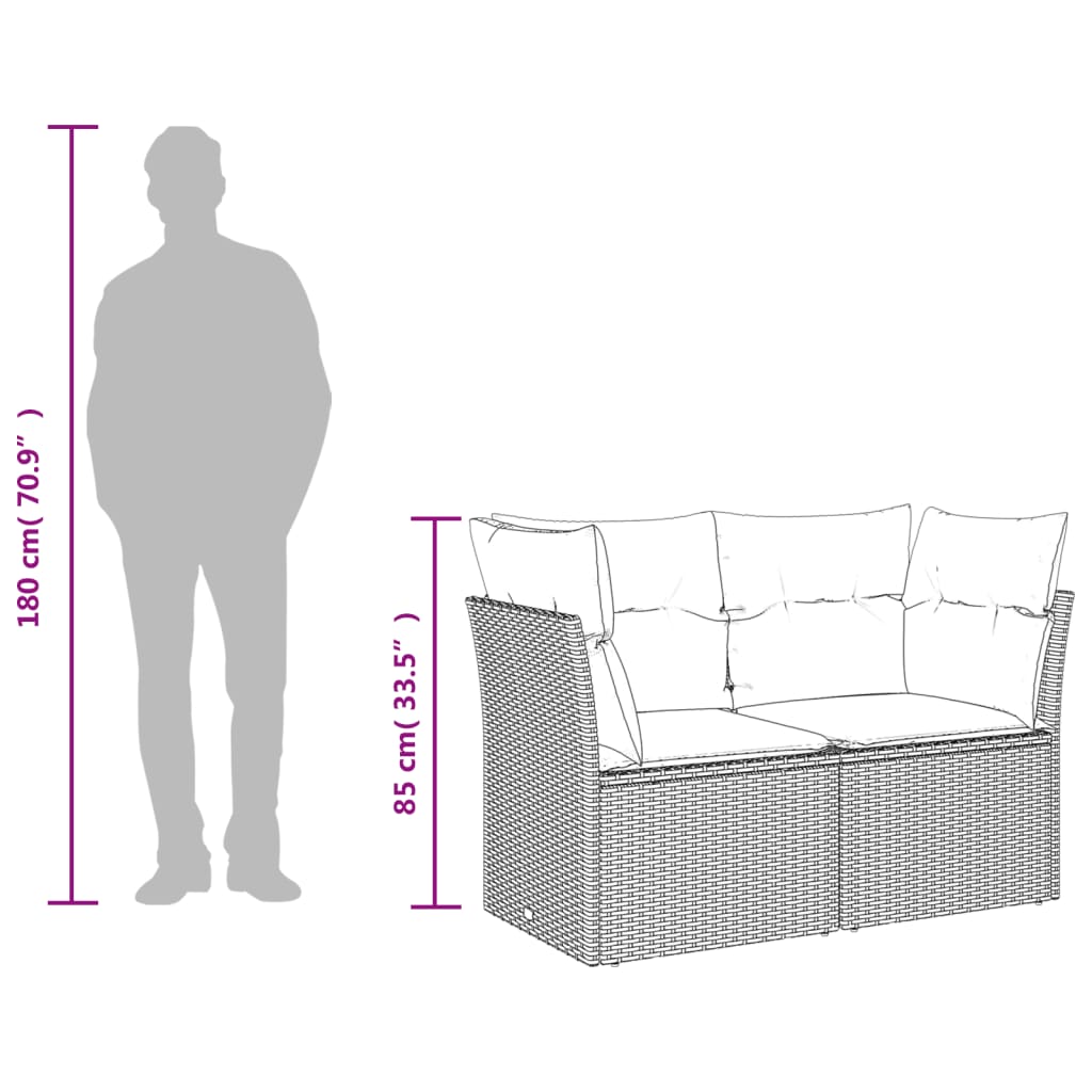 7 részes szürke polyrattan kerti ülőgarnitúra párnákkal