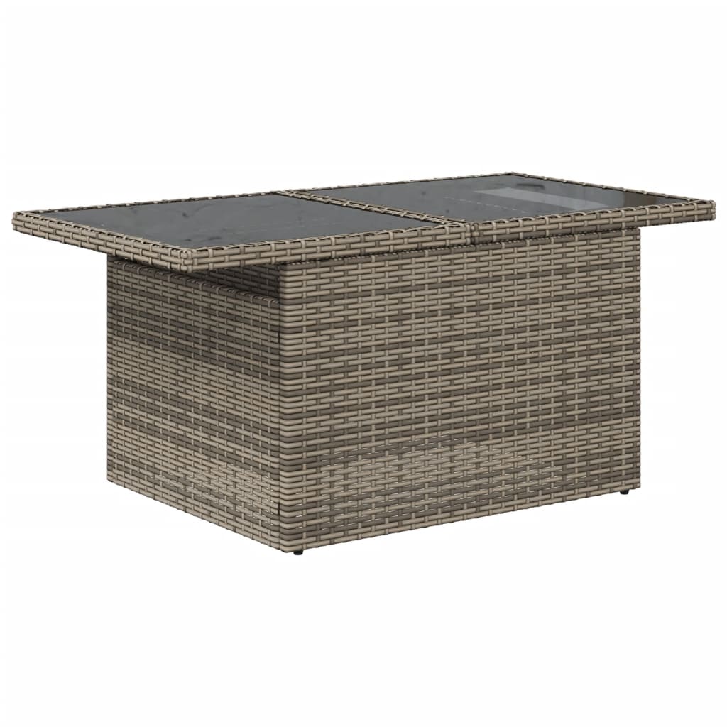 11 db szürke polyrattan kerti kanapégarnitúra párnákkal