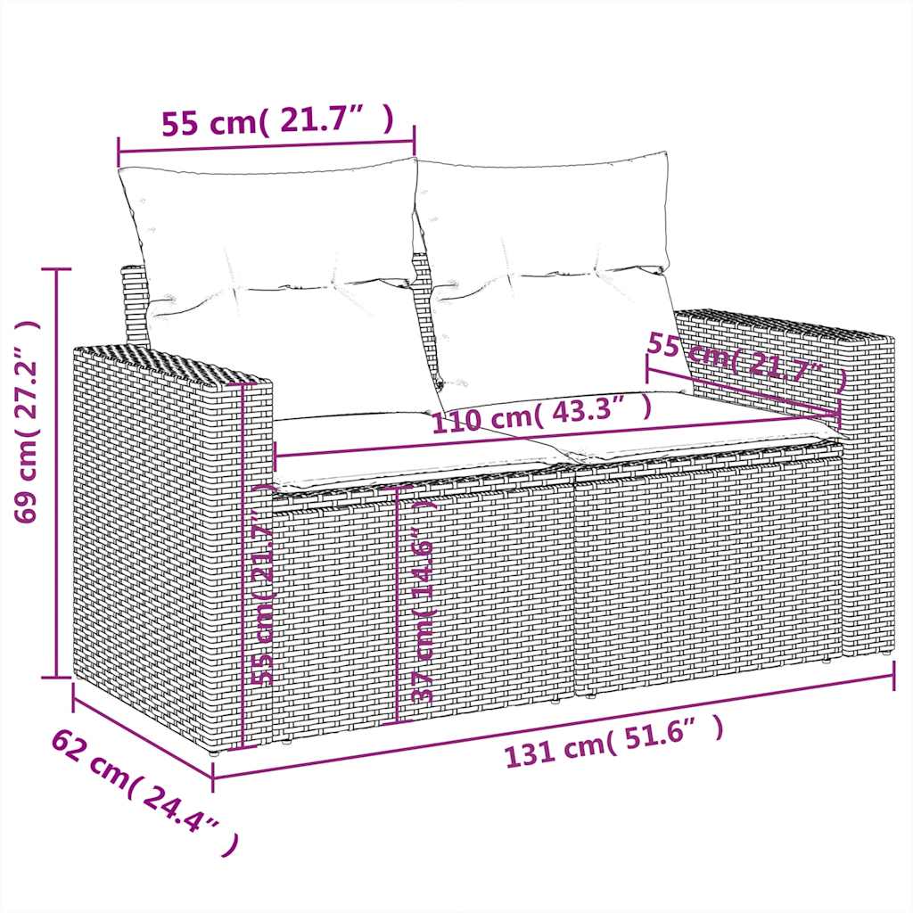 8 részes világosszürke polyrattan kerti ülőgarnitúra párnával
