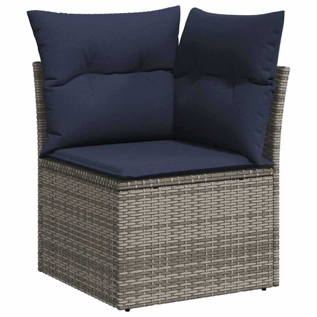 6 db szürke polyrattan kerti kanapégarnitúra párnákkal