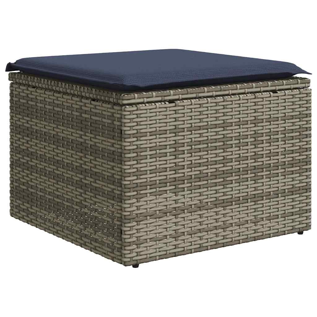 9 db szürke polyrattan kerti kanapégarnitúra párnákkal