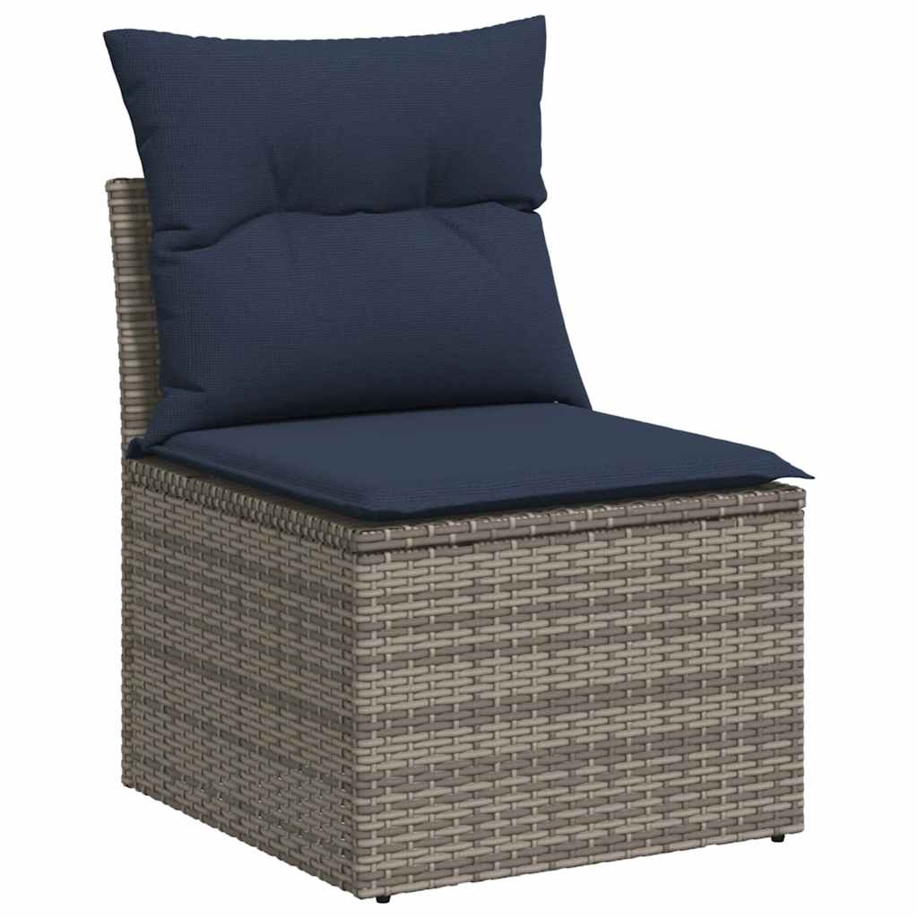 10 db szürke polyrattan kerti kanapégarnitúra párnákkal