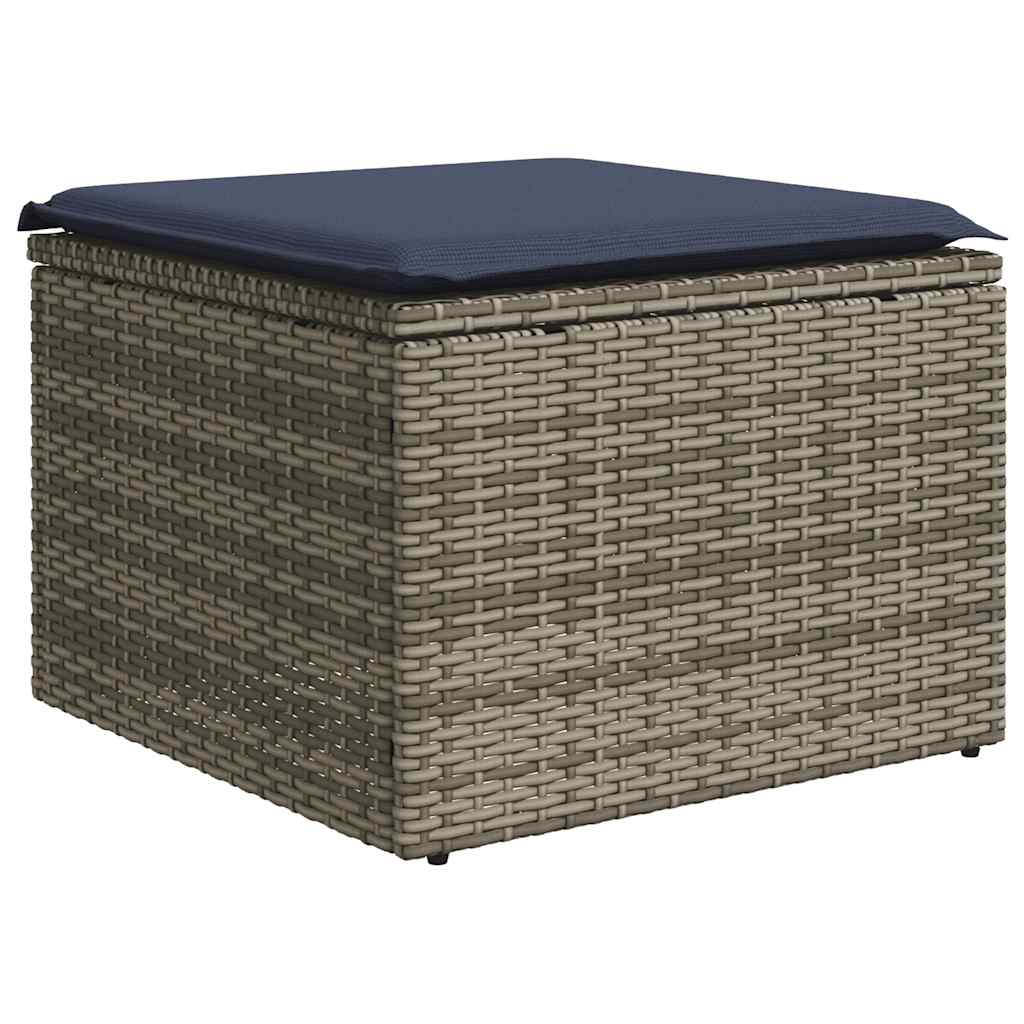 8 db szürke polyrattan kerti kanapégarnitúra párnákkal