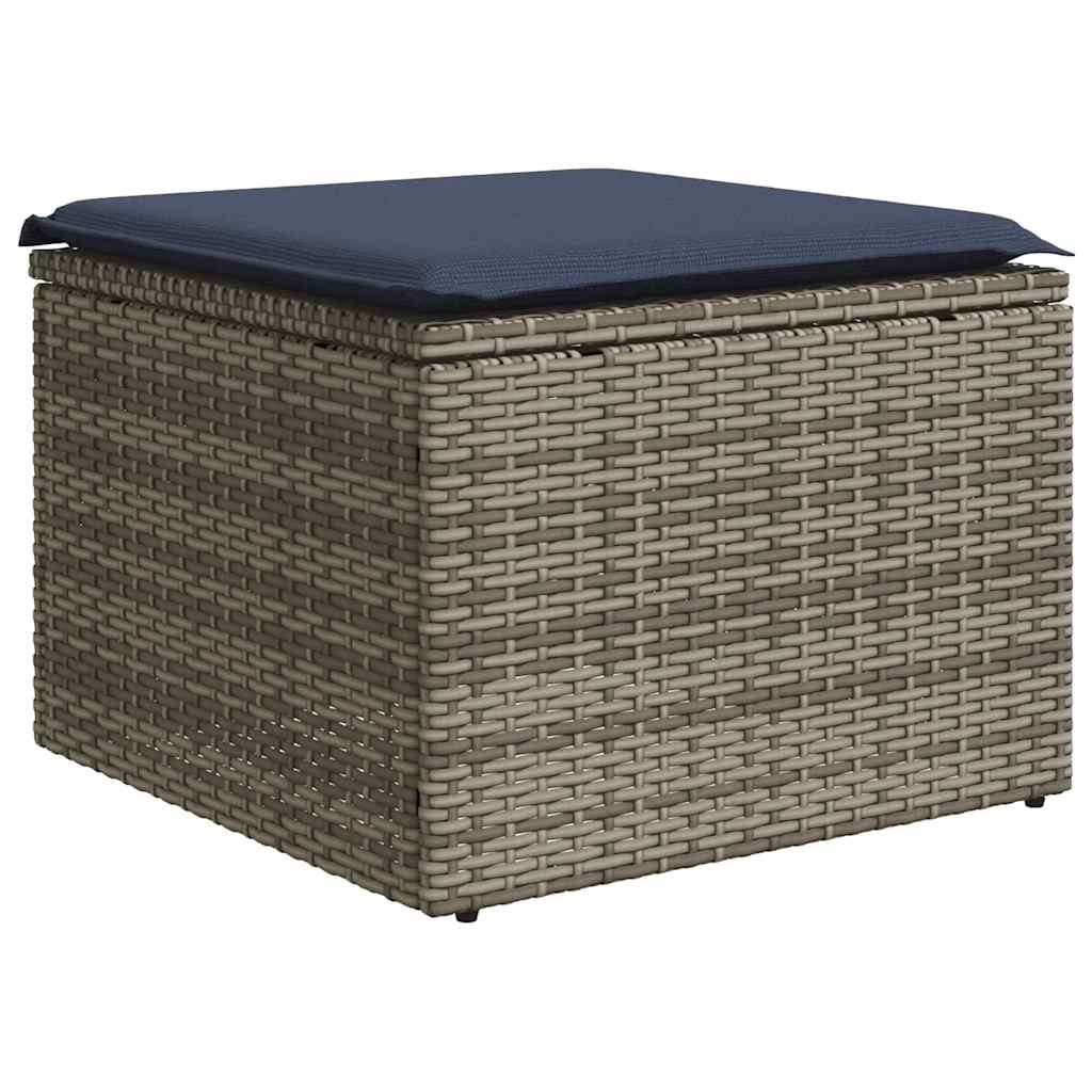 9 db szürke polyrattan kerti kanapégarnitúra párnákkal