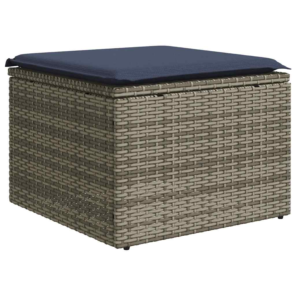 8 db szürke polyrattan kerti kanapégarnitúra párnákkal