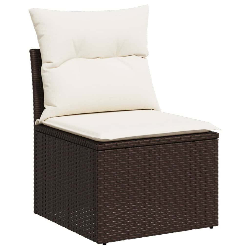 11 részes barna polyrattan kerti ülőgarnitúra párnákkal