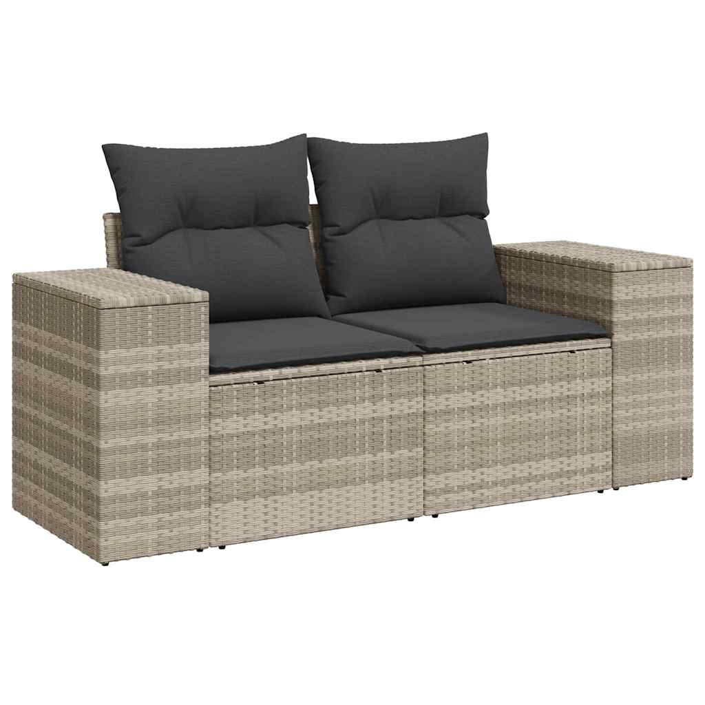 5 részes világosszürke polyrattan kerti ülőgarnitúra párnákkal