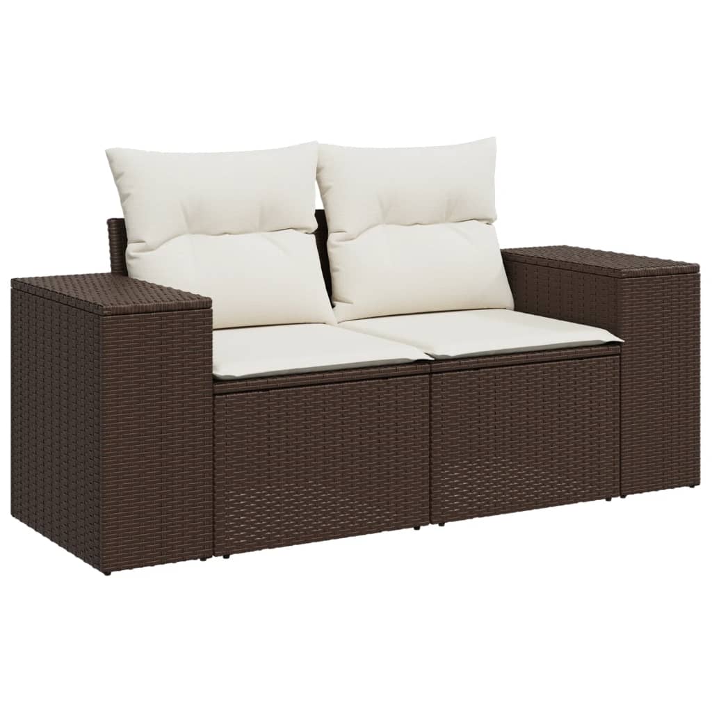 7 részes barna polyrattan kerti ülőgarnitúra párnákkal