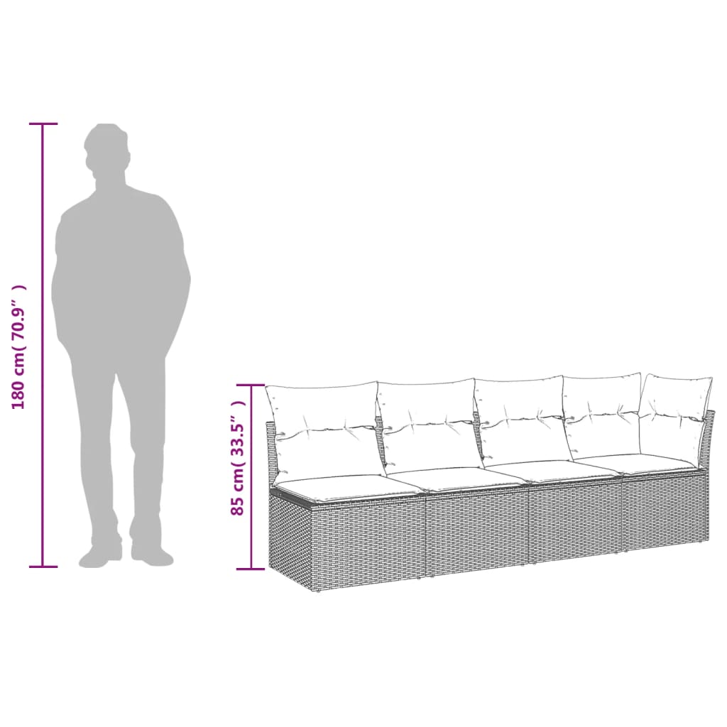 9 részes szürke polyrattan kerti ülőgarnitúra párnákkal