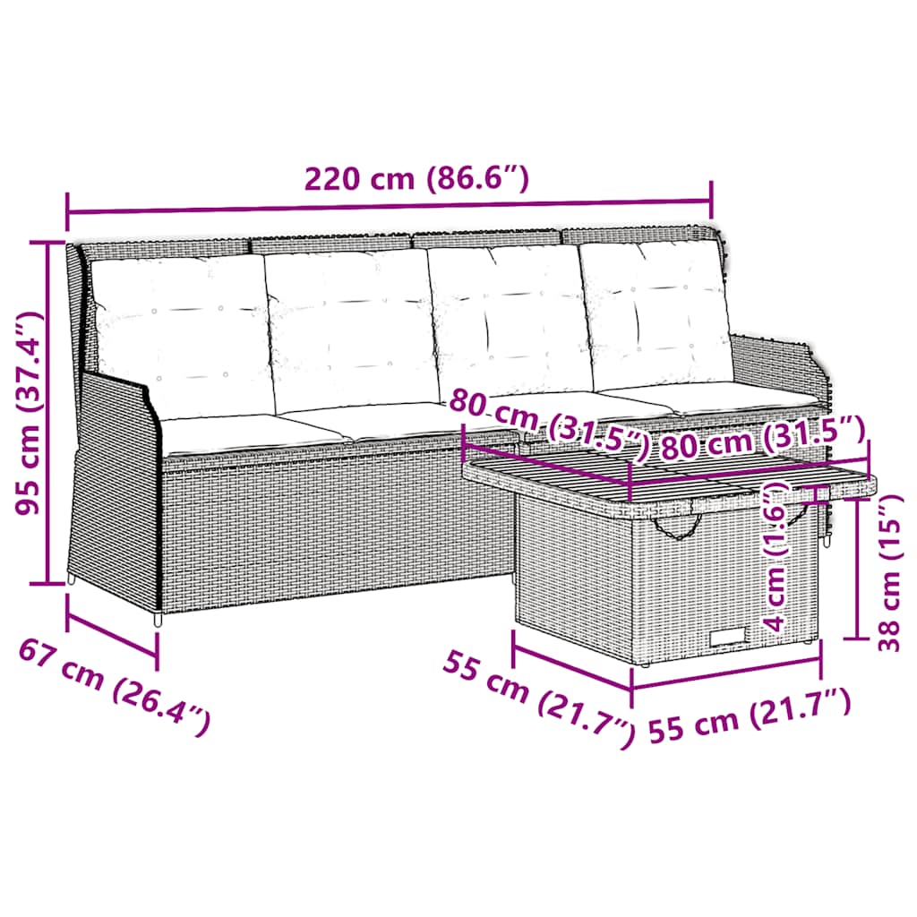3 részes szürke polyrattan kerti ülőgarnitúra párnákkal