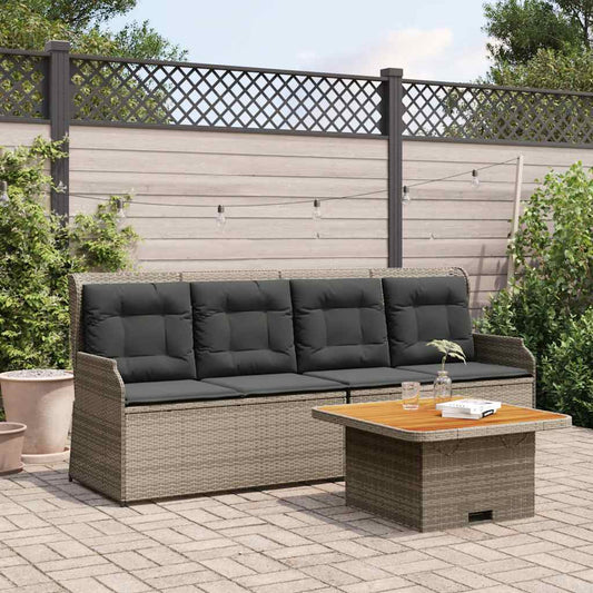 3 részes szürke polyrattan kerti ülőgarnitúra párnákkal