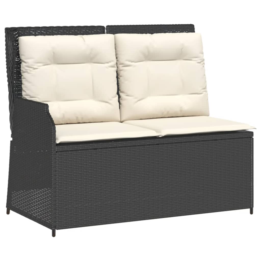 4 részes fekete polyrattan kerti ülőgarnitúra párnákkal