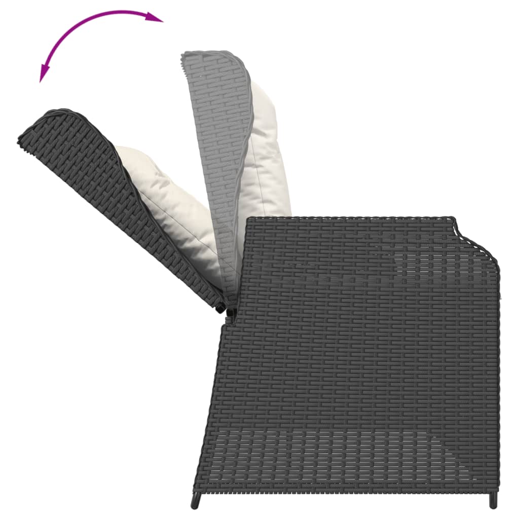 4 részes fekete polyrattan kerti ülőgarnitúra párnákkal