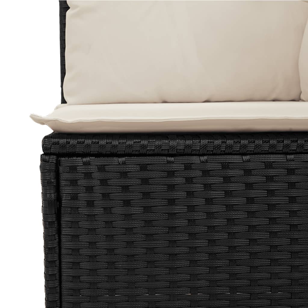 5 részes fekete polyrattan kerti ülőgarnitúra párnákkal