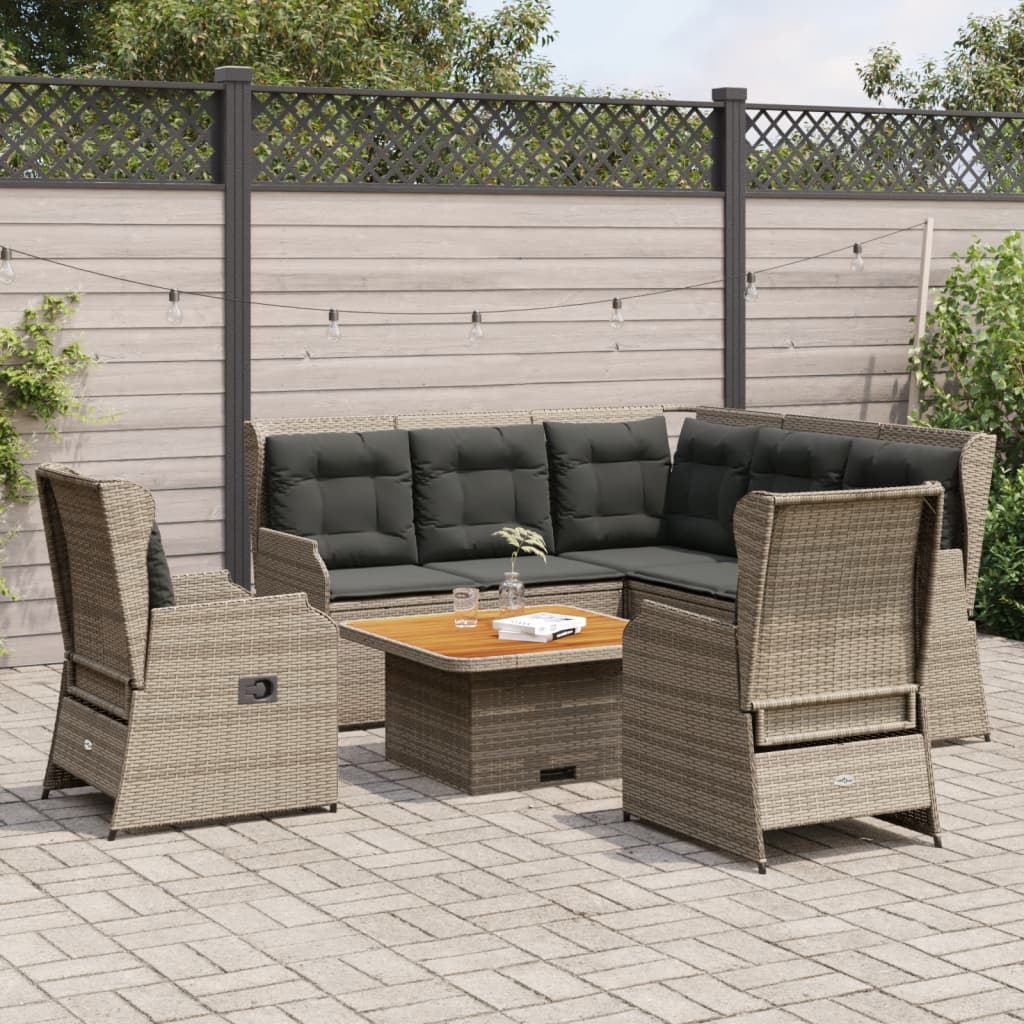 5 részes szürke polyrattan kerti ülőgarnitúra párnákkal