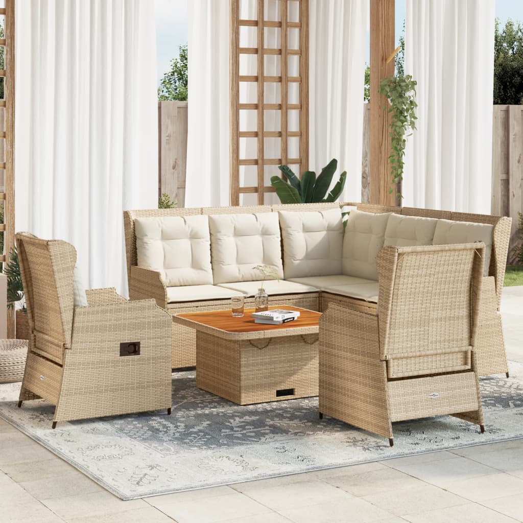 5 részes bézs polyrattan kerti ülőgarnitúra párnákkal