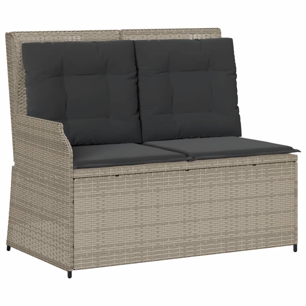 5 részes világosszürke polyrattan kerti ülőgarnitúra párnákkal