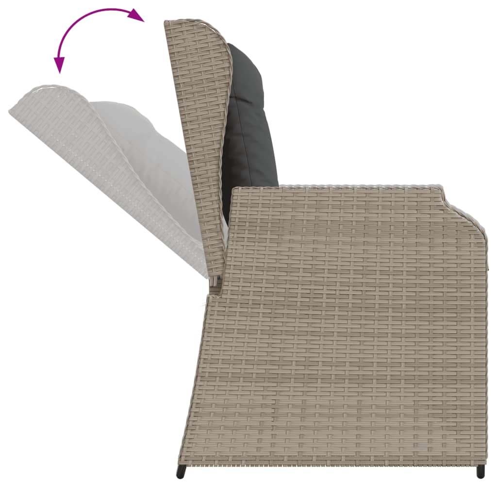 5 részes világosszürke polyrattan kerti ülőgarnitúra párnákkal