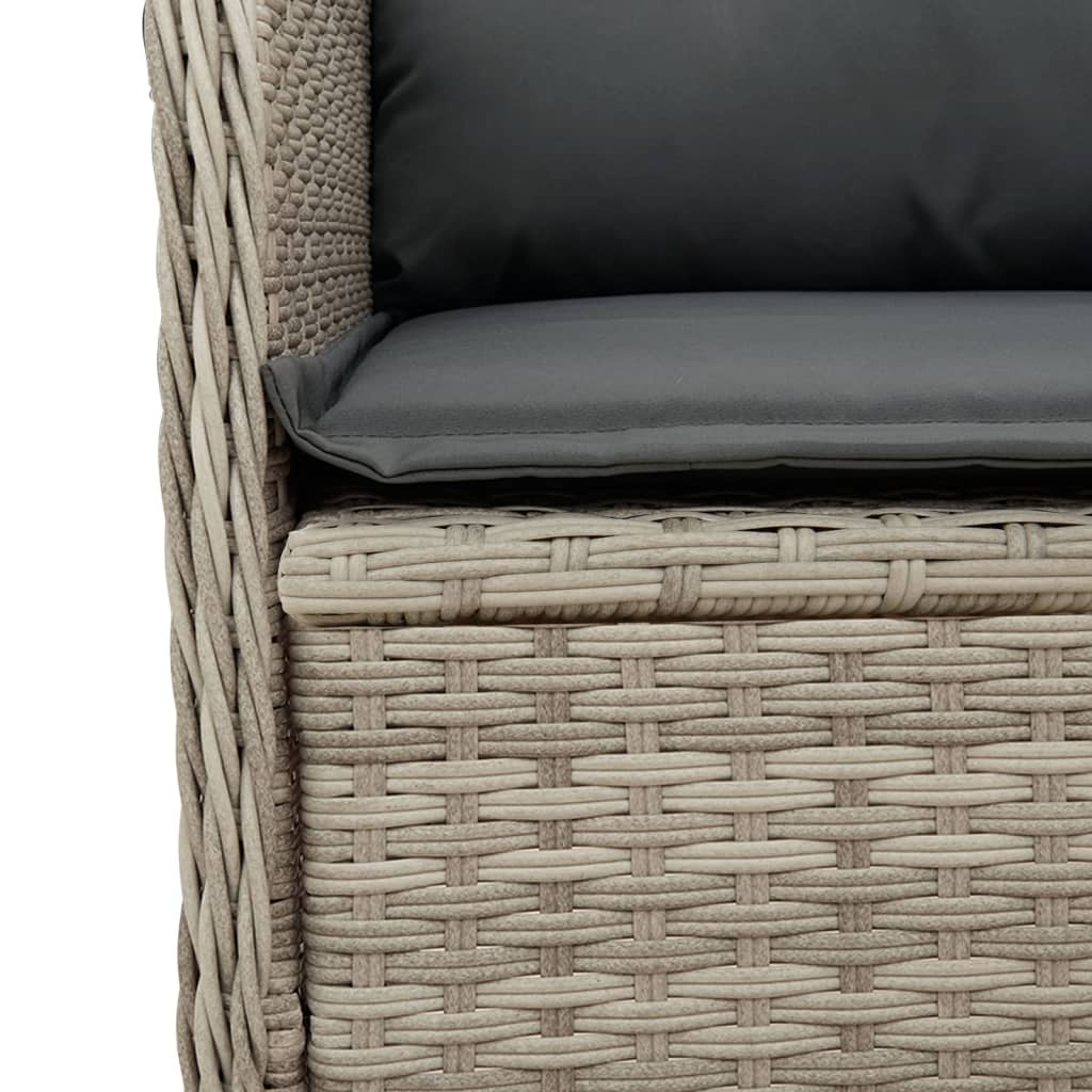5 részes világosszürke polyrattan kerti ülőgarnitúra párnákkal