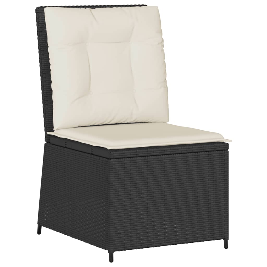 7 részes fekete polyrattan kerti ülőgarnitúra párnákkal