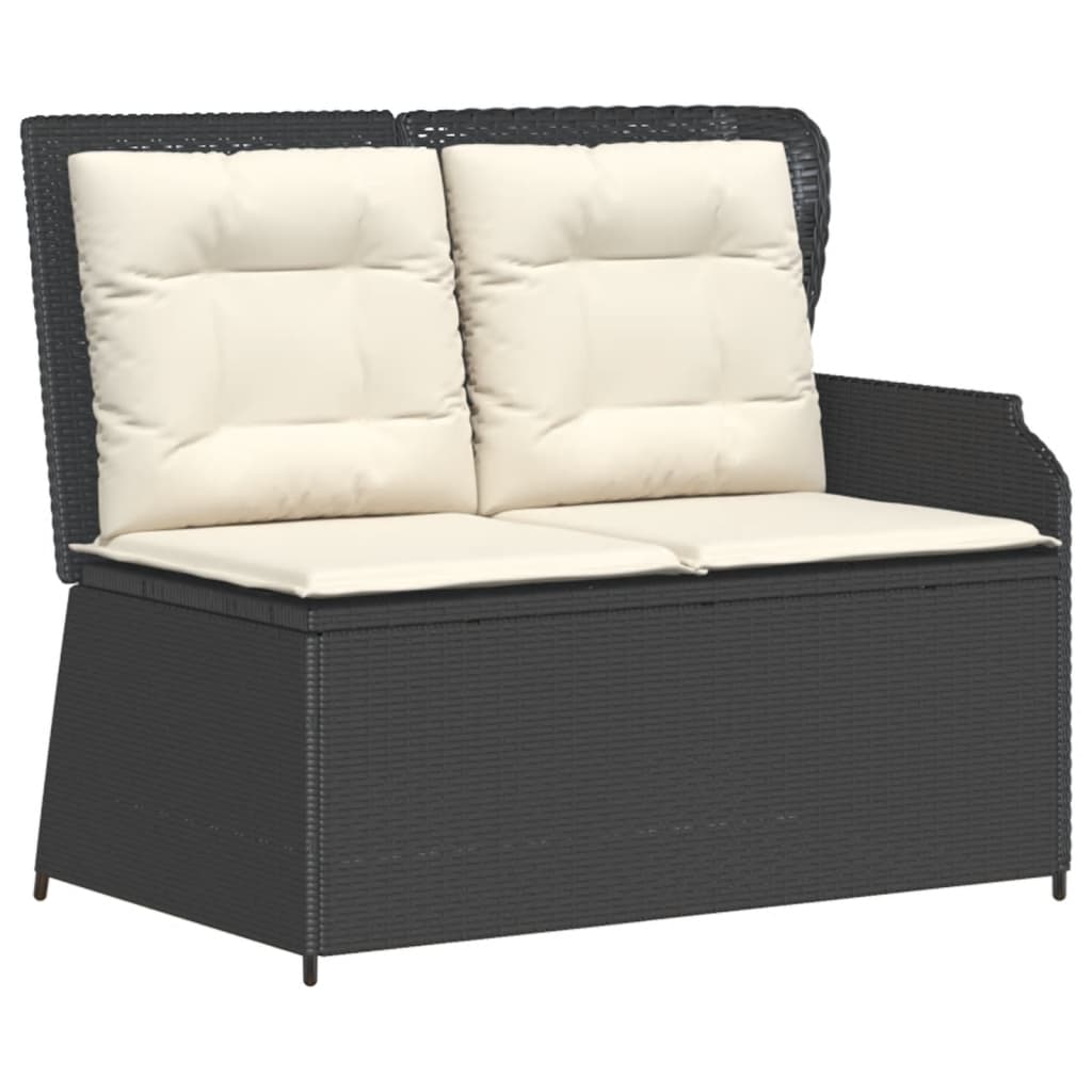 7 részes fekete polyrattan kerti ülőgarnitúra párnákkal