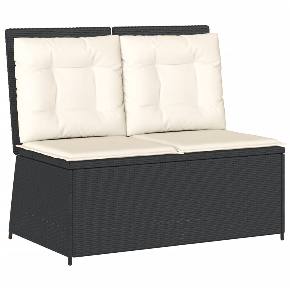 7 részes fekete polyrattan kerti ülőgarnitúra párnákkal
