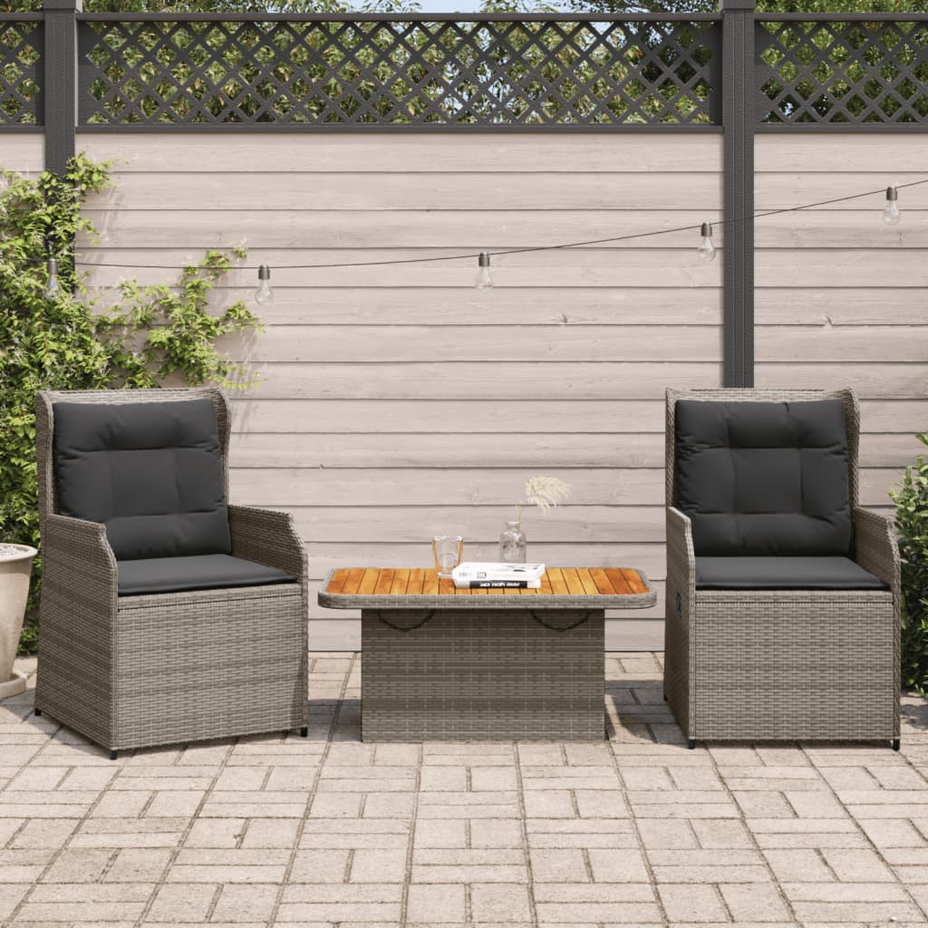 3 részes szürke polyrattan kerti ülőgarnitúra párnákkal
