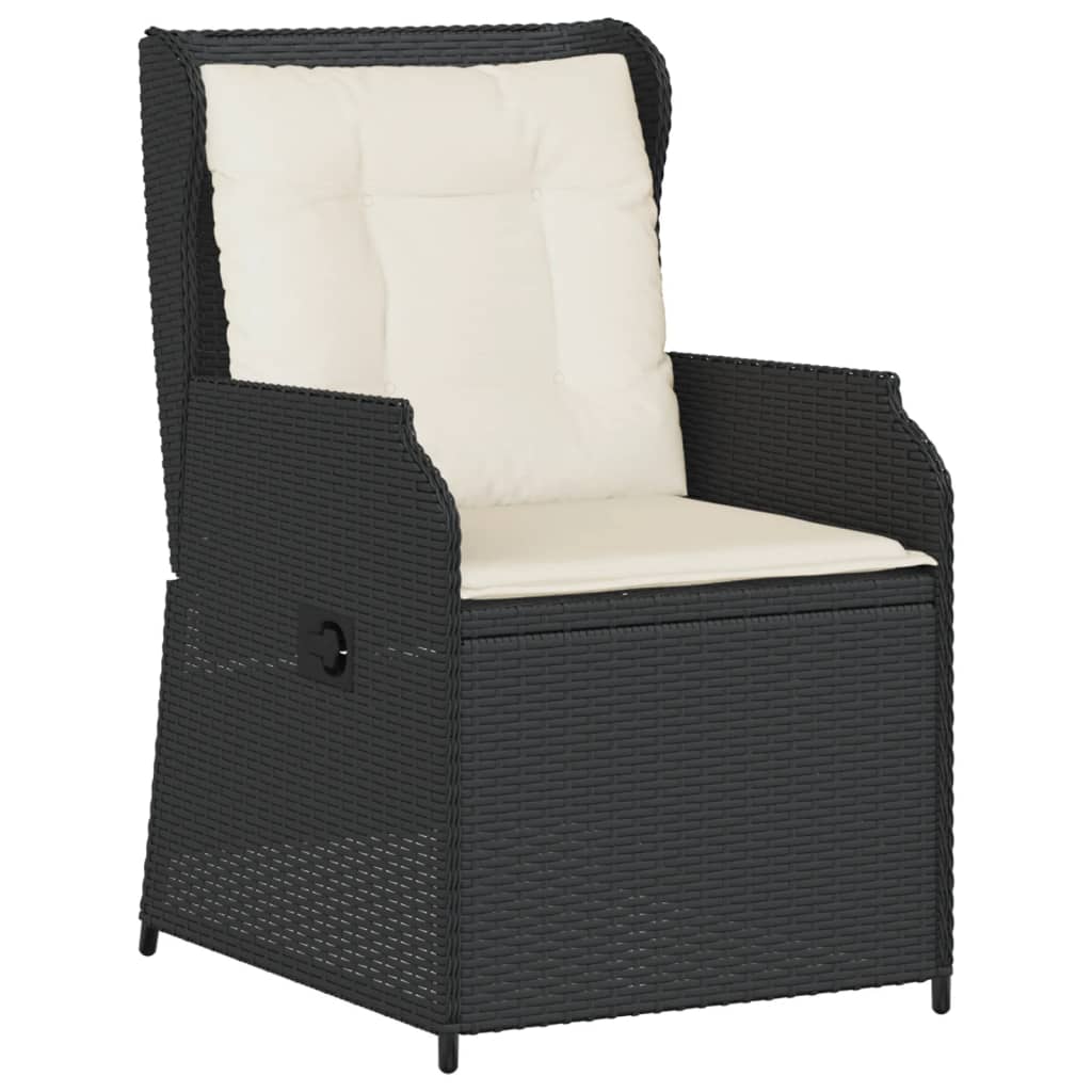 5 részes fekete polyrattan kerti ülőgarnitúra párnákkal