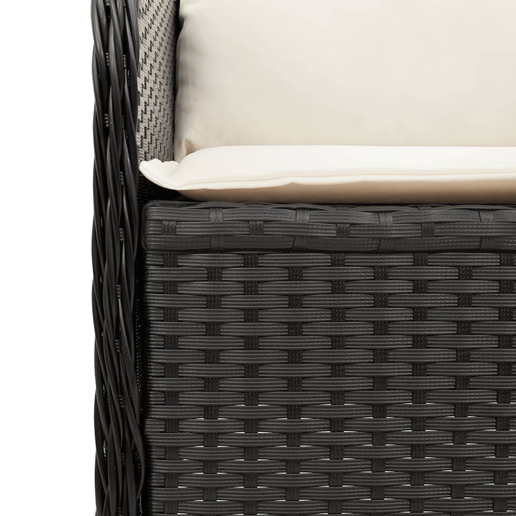 5 részes fekete polyrattan kerti ülőgarnitúra párnákkal