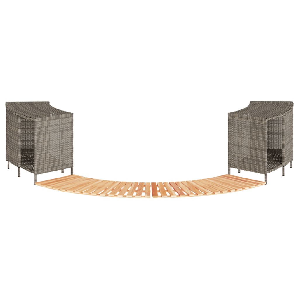 szürke polyrattan és tömör akácfa jakuzzi-keret