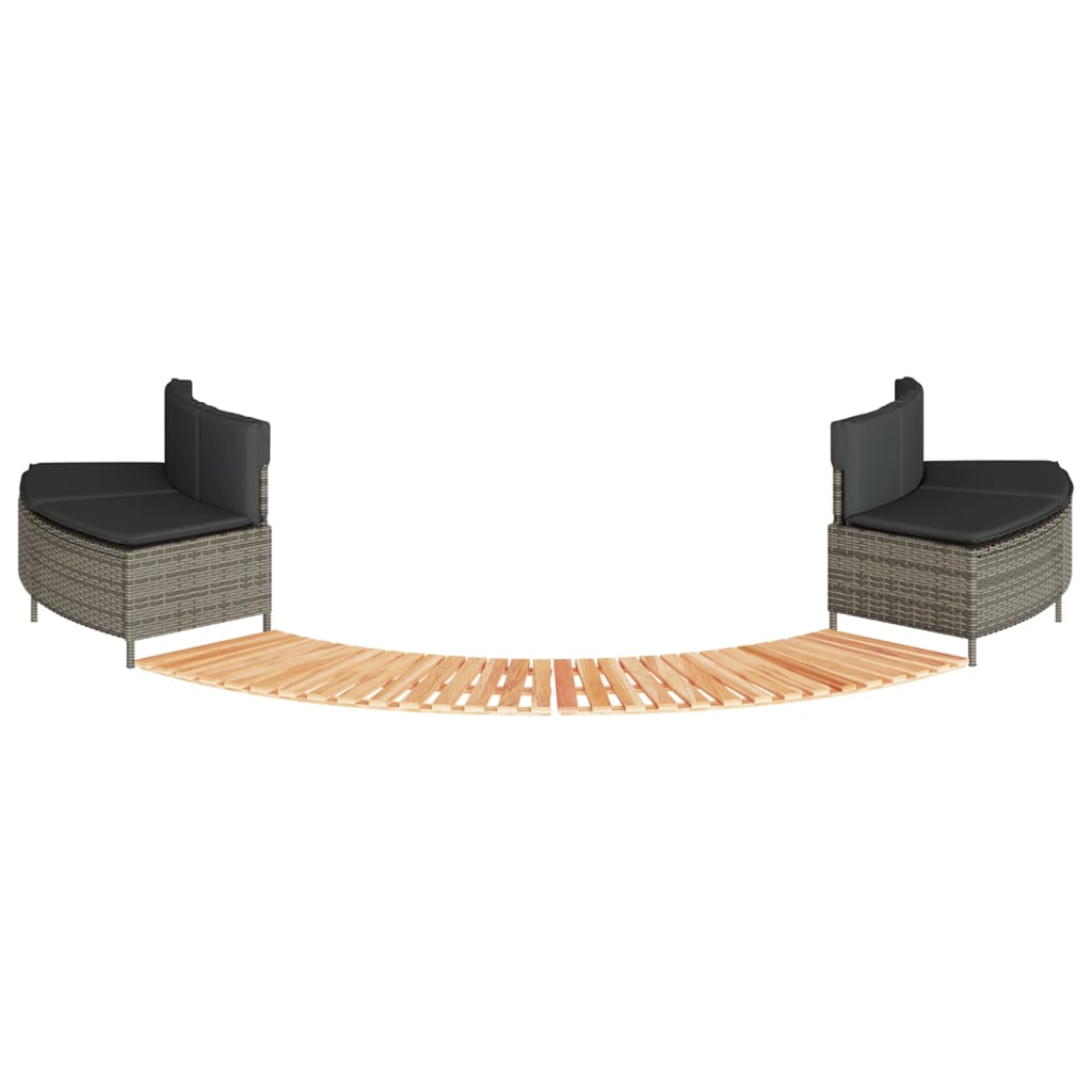 szürke polyrattan és tömör akácfa jakuzzi-keret