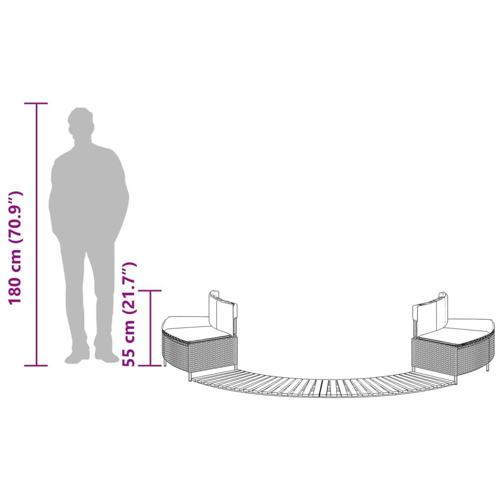 szürke polyrattan és tömör akácfa jakuzzi-keret