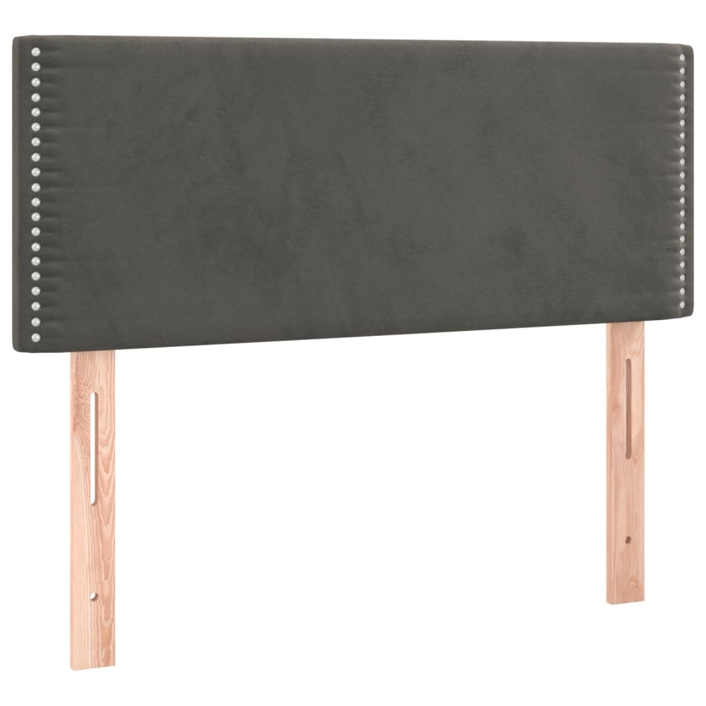 sötétszürke bársony rugós ágy matraccal 120x190 cm
