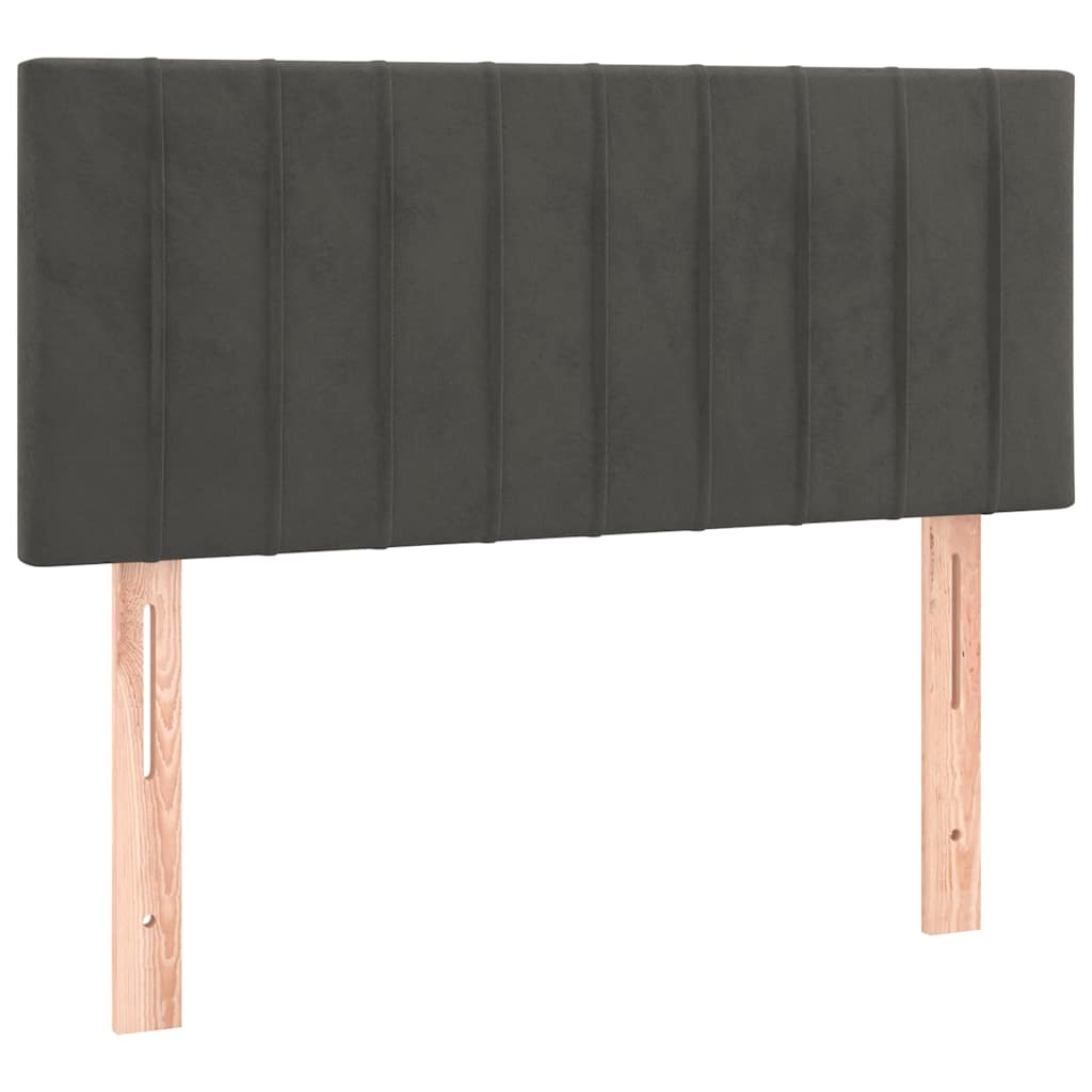 sötétszürke bársony rugós ágy matraccal 120x190 cm