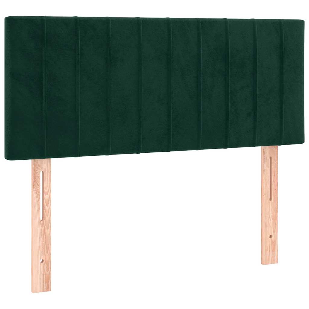 sötétzöld bársony rugós ágy matraccal 120x190 cm