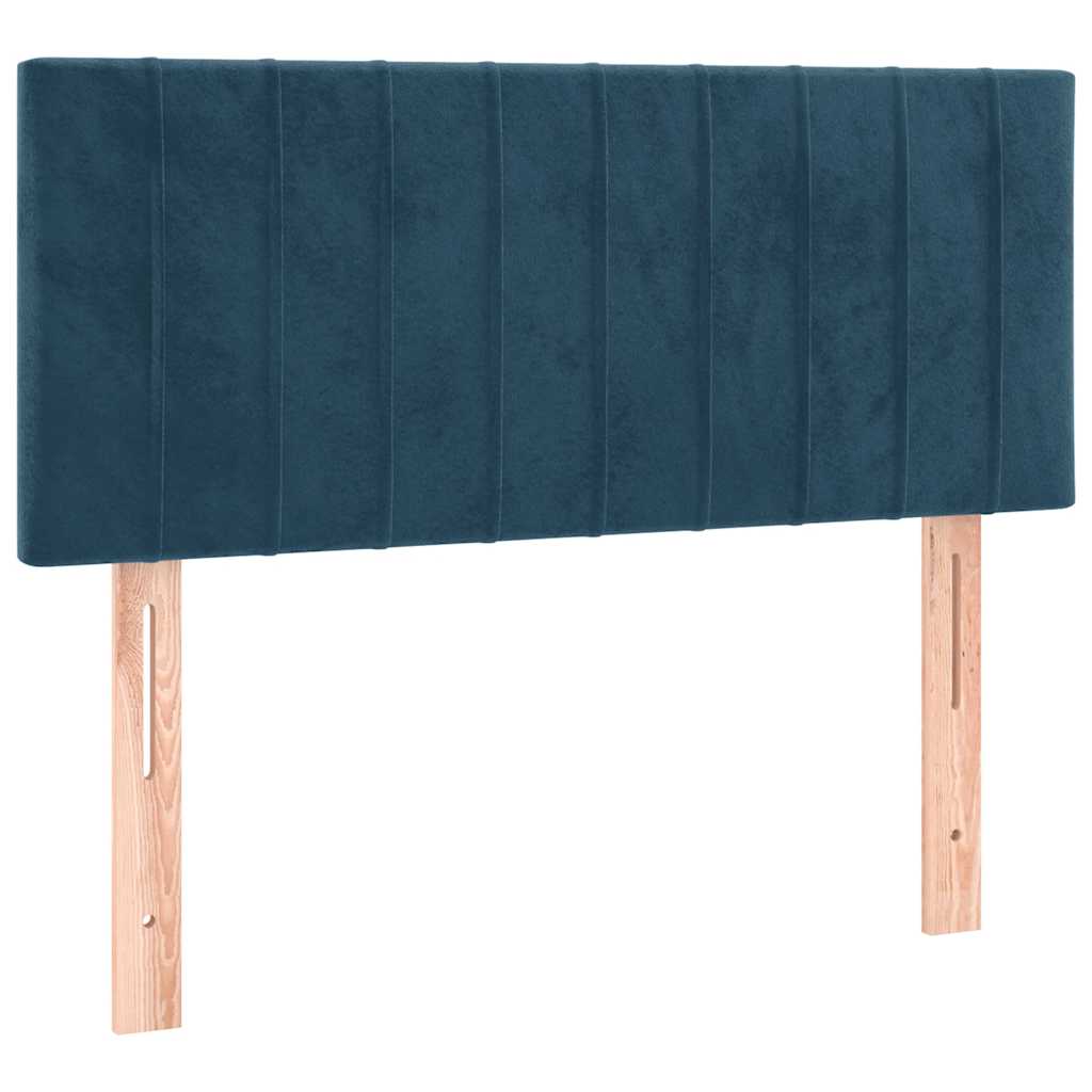 sötétkék bársony rugós ágy matraccal 120x190 cm