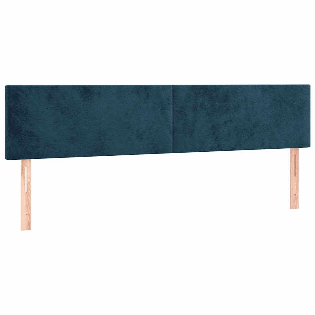 sötétkék bársony rugós ágy matraccal 120x190 cm