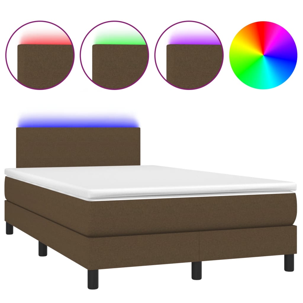 barna szövet rugós és LED-es ágy matraccal 120x190 cm