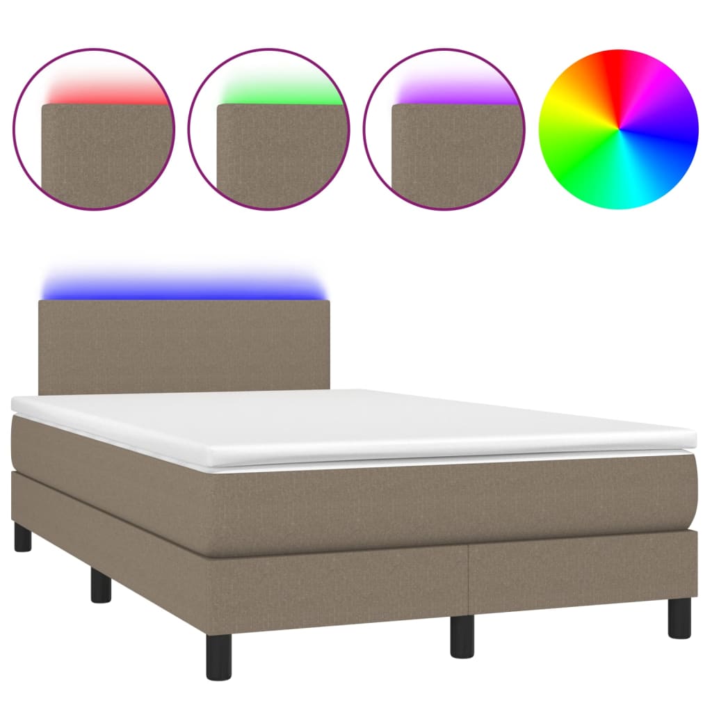 tópszínű szövet rugós és LED-es ágy matraccal 120x190cm