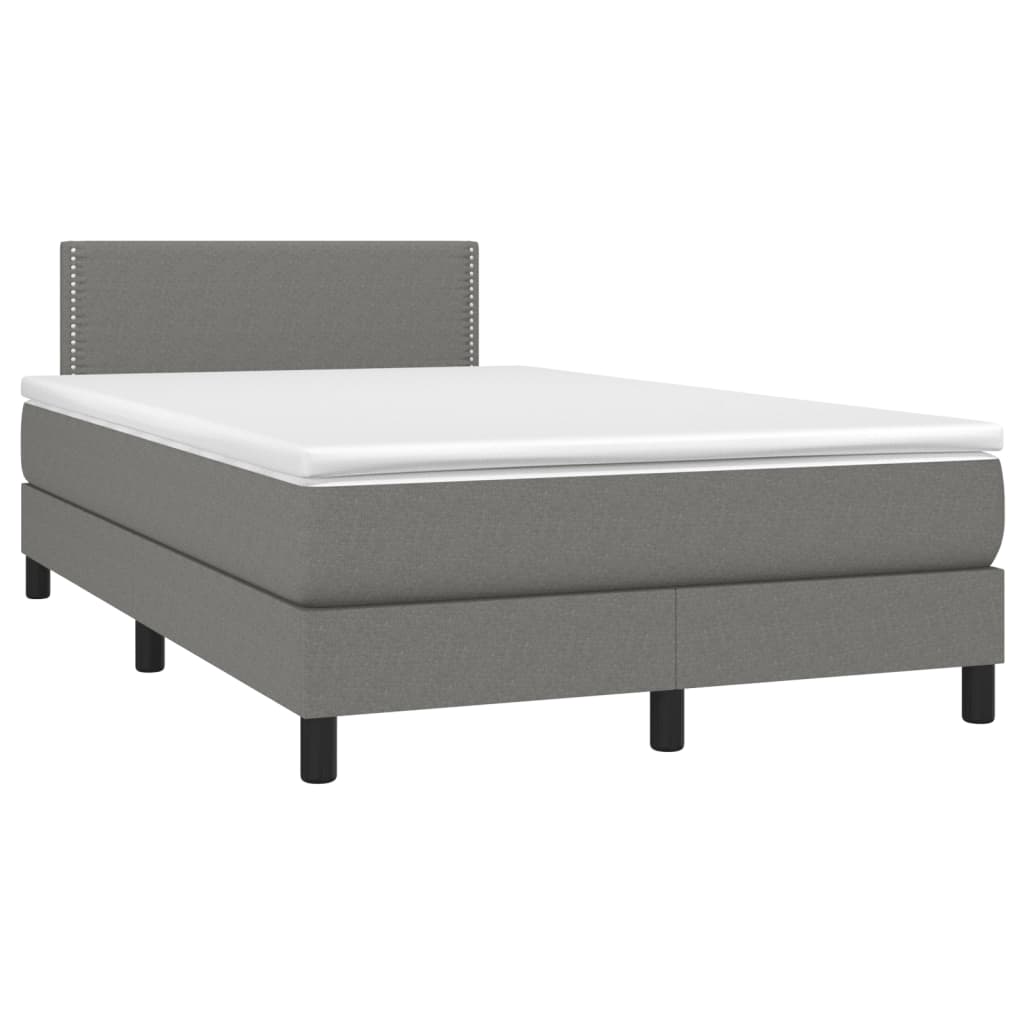 sötétszürke szövet rugós és LED-es ágy matraccal 120x190 cm