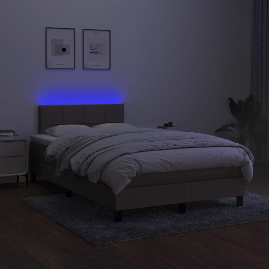 tópszínű szövet rugós és LED-es ágy matraccal 120x190cm