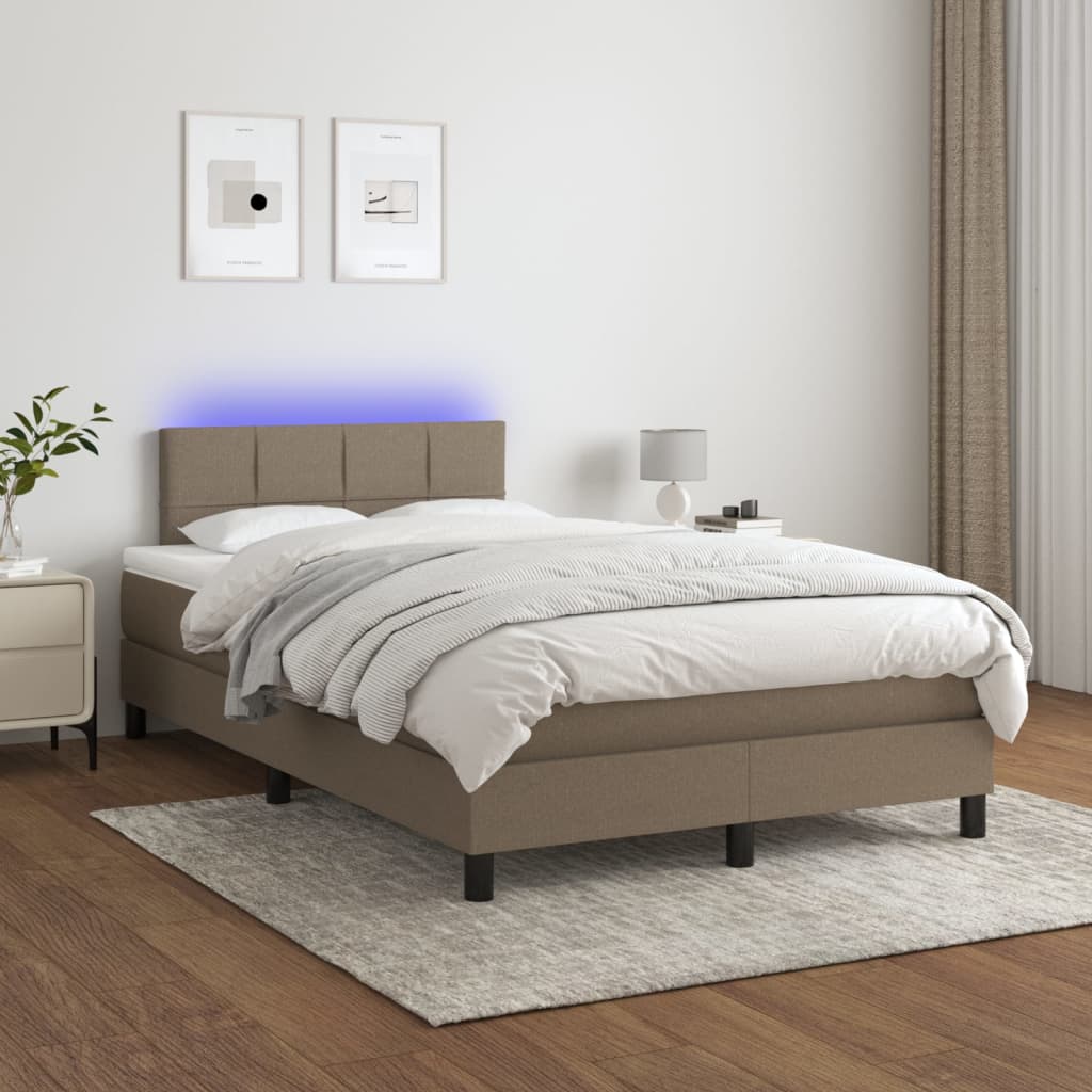 tópszínű szövet rugós és LED-es ágy matraccal 120x190cm