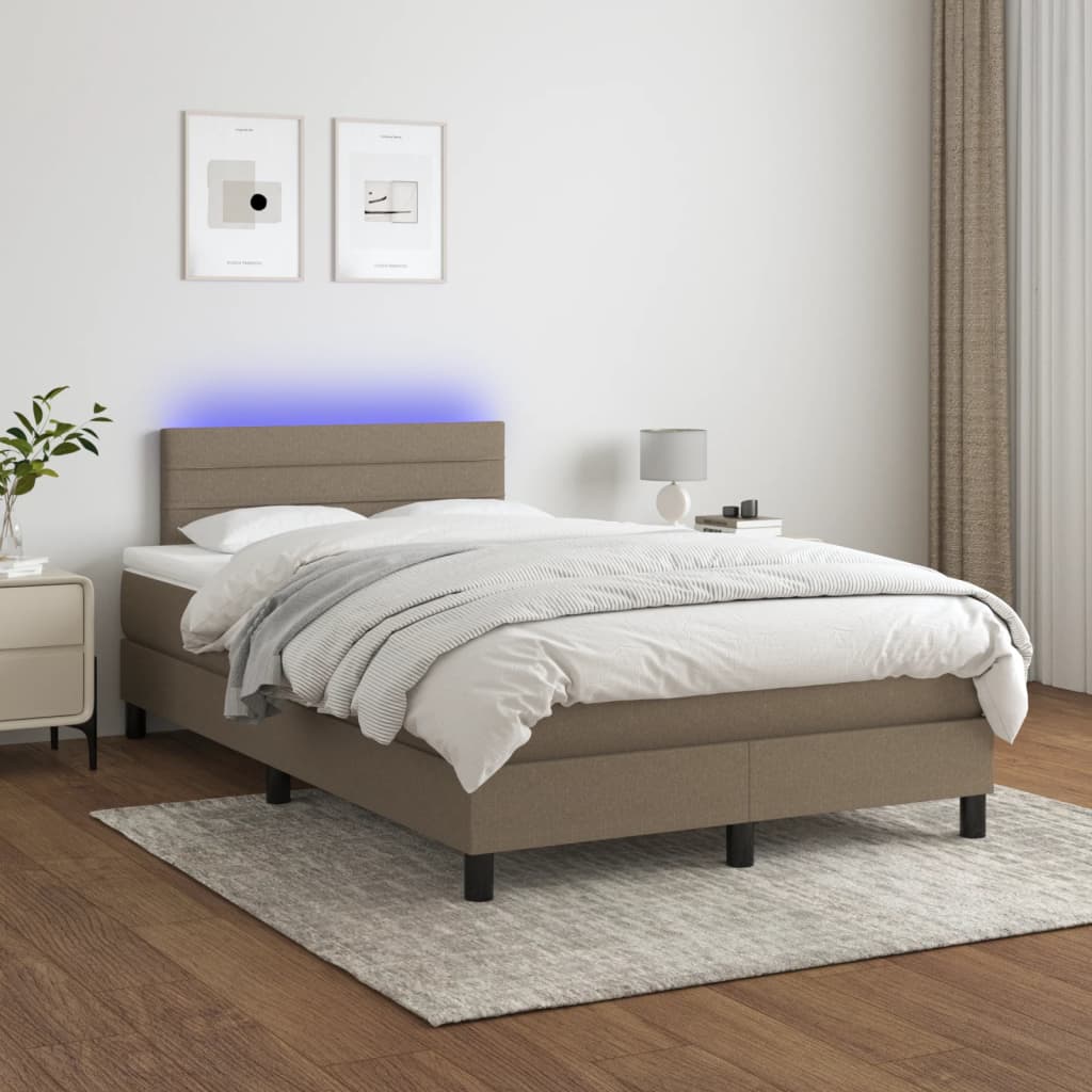 tópszínű szövet rugós és LED-es ágy matraccal 120x190cm