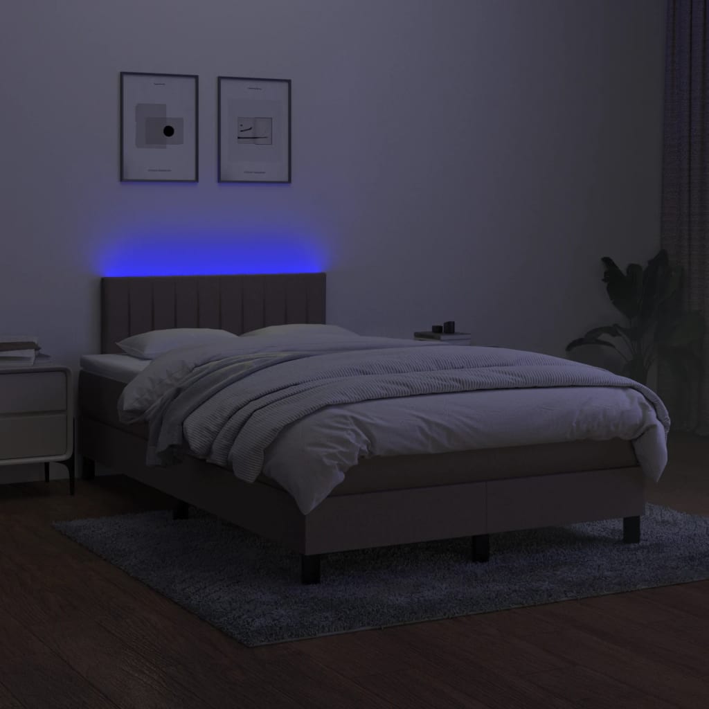 tópszínű szövet rugós és LED-es ágy matraccal 120x190cm