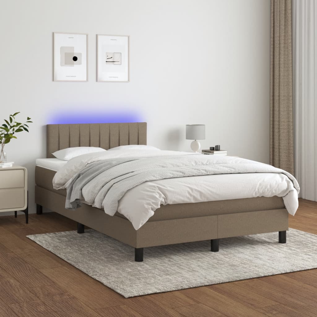 tópszínű szövet rugós és LED-es ágy matraccal 120x190cm