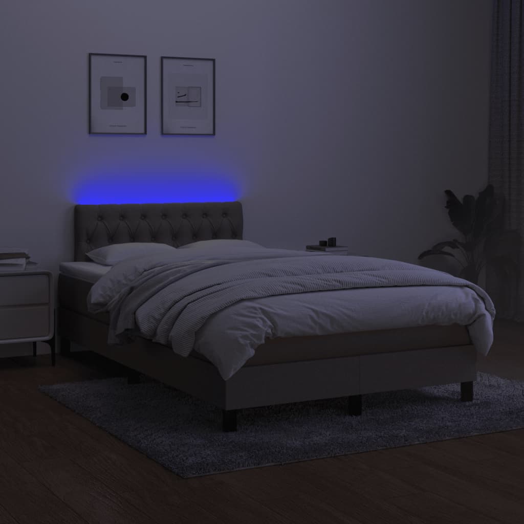 tópszínű szövet rugós és LED-es ágy matraccal 120x190cm