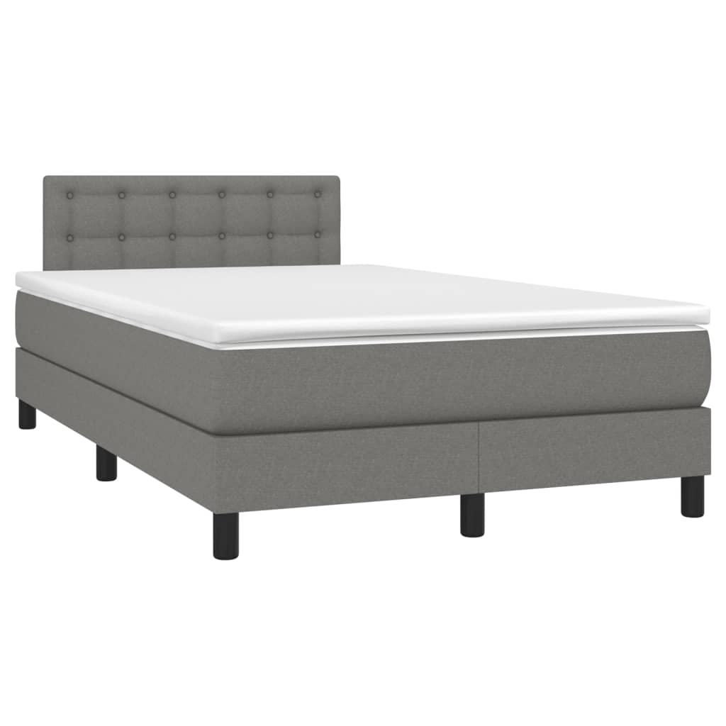 sötétszürke szövet rugós és LED-es ágy matraccal 120x190 cm